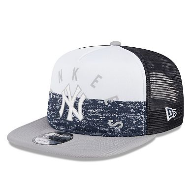 Men's New Era White/Gray New York Yankees Team Foam Front A-Frame Trucker 9FIFTY Snapback Hat