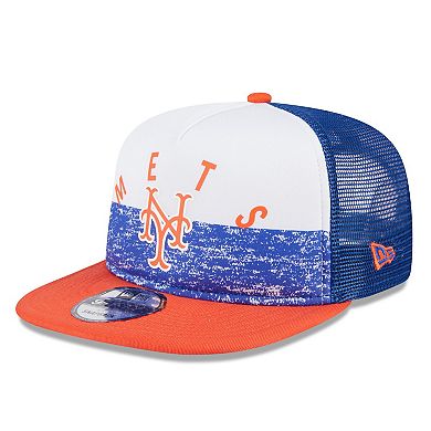 Men's New Era White/Orange New York Mets Team Foam Front A-Frame Trucker 9FIFTY Snapback Hat