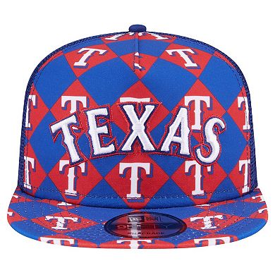 Men's New Era Royal Texas Rangers Seeing Diamonds A-Frame Trucker 9FIFTY Snapback Hat