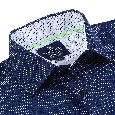 Tom Baine Slim Fit Performance Long Sleeve Geometric Button Down