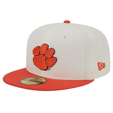 Men's New Era Clemson Tigers Chrome White Vintage 59FIFTY Fitted Hat