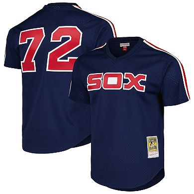 Men's Mitchell & Ness Carlton Fisk Navy Chicago White Sox Cooperstown Collection Mesh Batting Practice Jersey