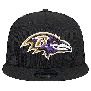 Men's New Era Black Baltimore Ravens Main Trucker 9FIFTY Snapback Hat