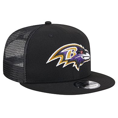 Men's New Era Black Baltimore Ravens Main Trucker 9FIFTY Snapback Hat