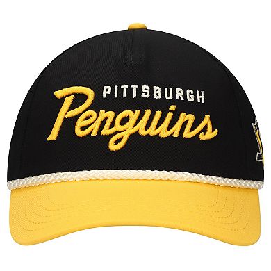 Men's American Needle Black/Gold Pittsburgh Penguins Roscoe Washed Twill Adjustable Hat