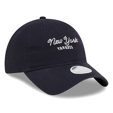 Women's New Era Navy New York Yankees Script 9TWENTY Adjustable Hat