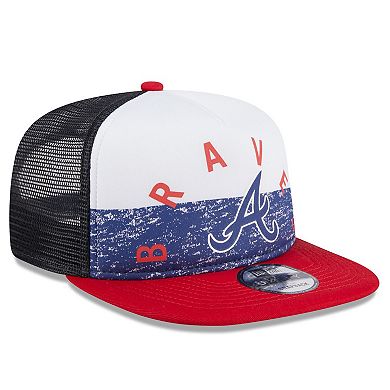 Men's New Era White/Red Atlanta Braves Team Foam Front A-Frame Trucker 9FIFTY Snapback Hat