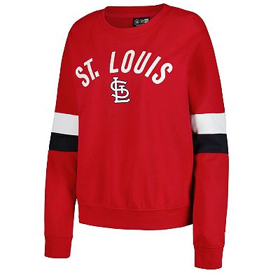 Women's New Era Red St. Louis Cardinals Game Day Crew Pullover Sweatshirt