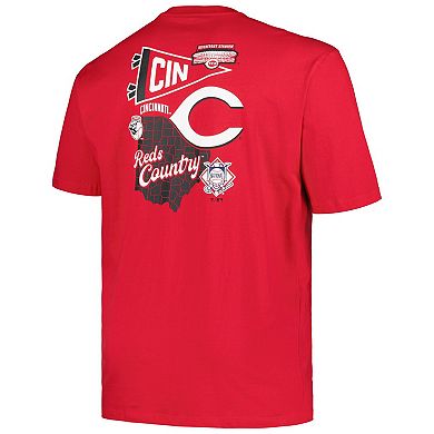 Men's Profile Red Cincinnati Reds Big & Tall Split Zone T-Shirt