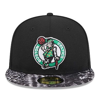 Men's New Era Black Boston Celtics Coral Reef Visor 59FIFTY Fitted Hat
