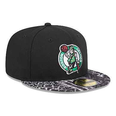 Men's New Era Black Boston Celtics Coral Reef Visor 59FIFTY Fitted Hat