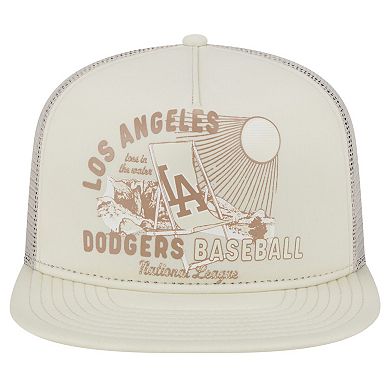 Men's New Era Khaki Los Angeles Dodgers Almost Friday A-Frame 9FIFTY Trucker Snapback Hat