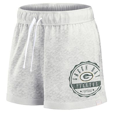 Women's Fanatics Branded Oatmeal Green Bay Packers Vintage Badge Shorts