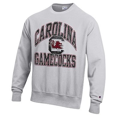 Men's Champion Heather Gray South Carolina Gamecocks Vault Late Night Reverse Weave Pullover Sweatshirt