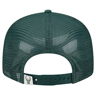 Men's New Era Hunter Green Milwaukee Bucks Evergreen Meshback 9FIFTY Snapback Hat