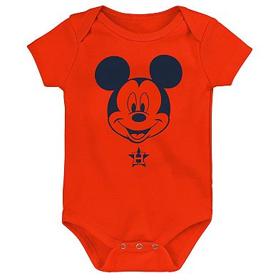 Newborn & Infant Mickey Mouse Houston Astros Three-Pack Winning Team Bodysuit Set