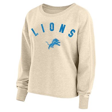 Women's Fanatics Aidan Hutchinson Oatmeal Detroit Lions Plus Size Name & Number Crew Pullover Sweatshirt