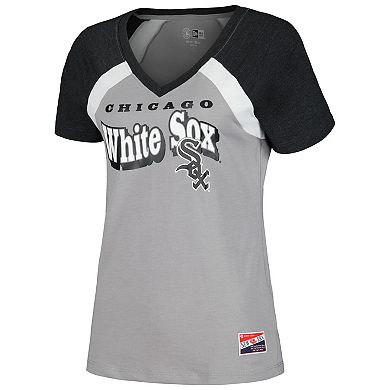 Women's New Era Gray Chicago White Sox Heathered Raglan V-Neck T-Shirt