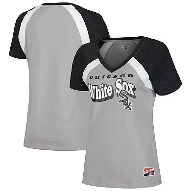 Women's New Era Gray Chicago White Sox Heathered Raglan V-Neck T-Shirt