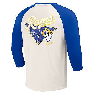Men's Darius Rucker Collection by Fanatics Royal/White Los Angeles Rams Raglan 3/4 Sleeve T-Shirt