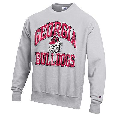 Men's Champion Heather Gray Georgia Bulldogs Vault Late Night Reverse Weave Pullover Sweatshirt