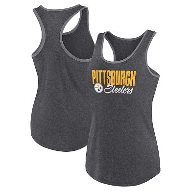 Women's Fanatics Heather Black Pittsburgh Steelers Plus Size Fuel Tank Top