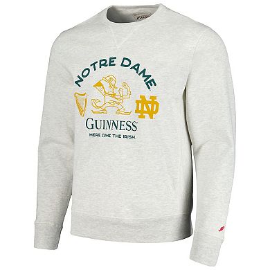 Men's League Collegiate Wear Oatmeal Notre Dame Fighting Irish x Guinness Here Come the Irish Stadium Fleece Crewneck Pullover Sweatshirt