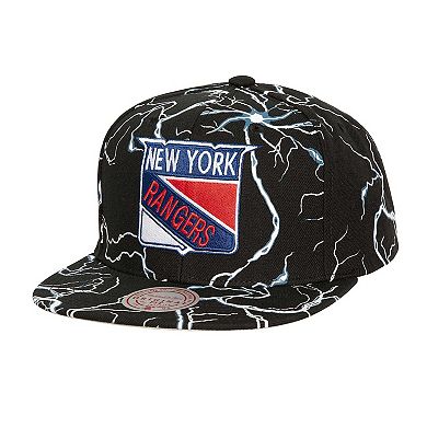 Men's Mitchell & Ness Black New York Rangers Storm Season Snapback Hat