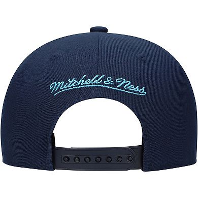 Youth Mitchell & Ness Navy/Light Blue Pittsburgh Penguins Retro Script Color Block Adjustable Hat