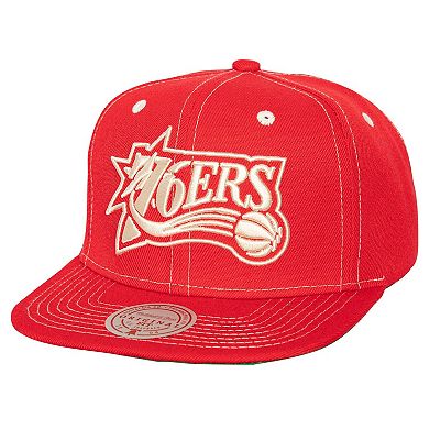 Men's Mitchell & Ness Red Philadelphia 76ers Energy Contrast Snapback Hat