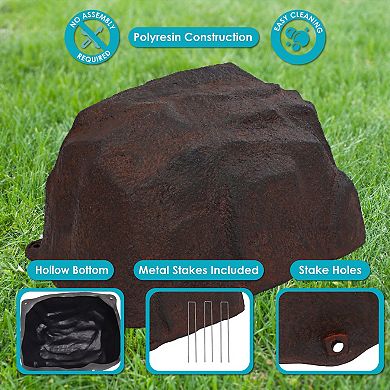 Low-profile Artificial Polyresin Landscape Rock With Stakes - Set Of 2