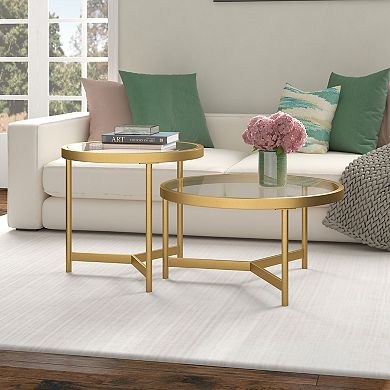 Finley & Sloane Quentin Wide Round Coffee Table Set