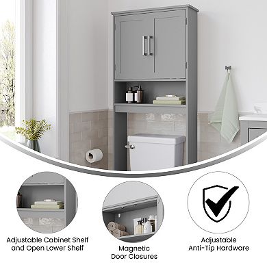 Merrick Lane Contemporary Over The Toilet Storage Cabinet For Bath Or Laundry Room