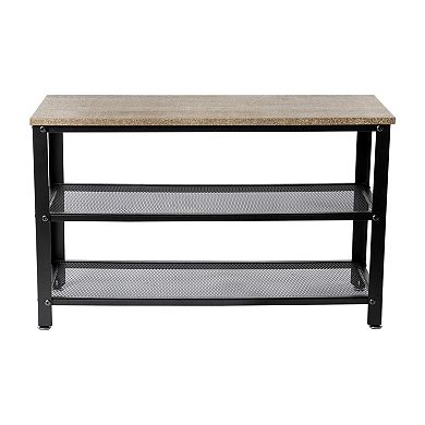 Emma And Oliver 3-tier Entryway Bench With Mesh Metal Shoe Storage Shelves