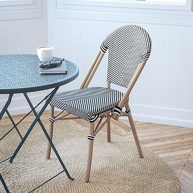 Merrick Lane Mael Stacking French Bistro Style Chair with Textilene Seat and Aluminum Frame