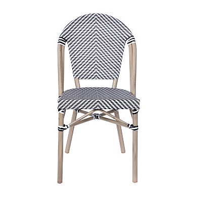 Merrick Lane Mael Stacking French Bistro Style Chair with Textilene Seat and Aluminum Frame