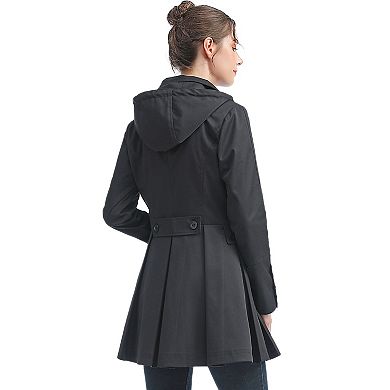 Plus Size Bgsd Nicole Waterproof Hooded Fit & Flare Trench Coat