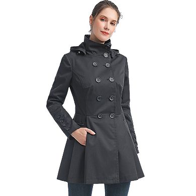 Plus Size Bgsd Nicole Waterproof Hooded Fit & Flare Trench Coat