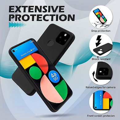 For Google Pixel 4a 5g (2020) Liquid Silicone Case Soft Protective Cover Black