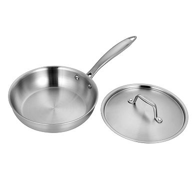 8-Inch Triple-Ply Stainless Steel Fry Pan with Lid