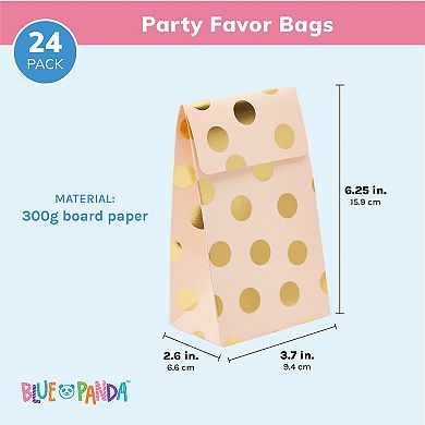 24 Pack Pastel Gold And Pink Favor Bags For Baby Shower, 5.5x8.6x3 In