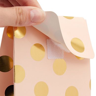 24 Pack Pastel Gold And Pink Favor Bags For Baby Shower, 5.5x8.6x3 In