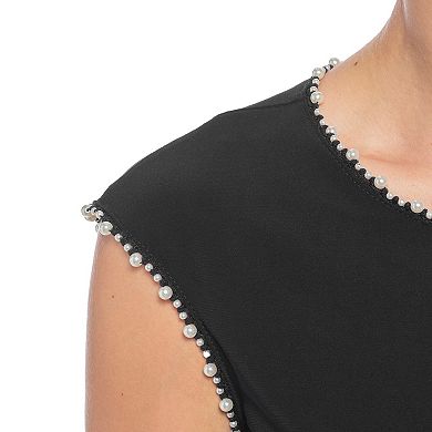 Women's Tash + Sophie Extended Shoulder Pearl Trim Dress