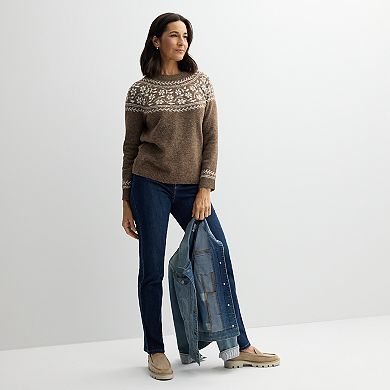 Women's Croft & Barrow® Fair Isle Ringer Pullover Sweater