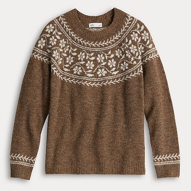 Women's Croft & Barrow® Fair Isle Ringer Pullover Sweater