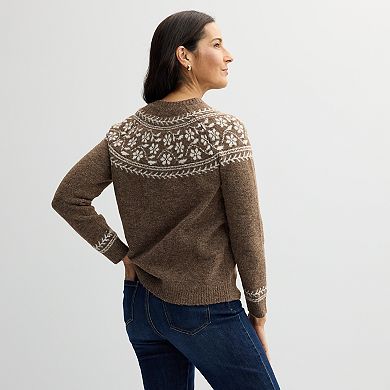 Women's Croft & Barrow® Fair Isle Ringer Pullover Sweater