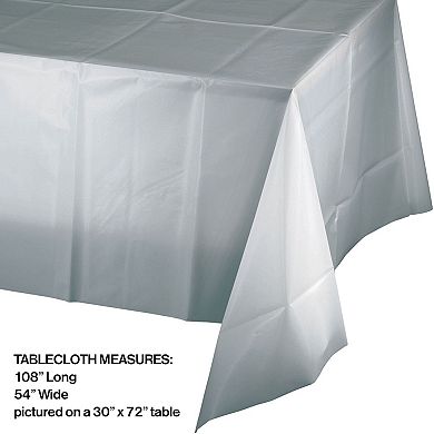 Club Pack Of 12 Silver Solid Shimmering Rectangular Tablecovers 108"