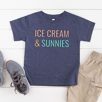 Ice Cream And Sunnies Toddler Short Sleeve Graphic Tee