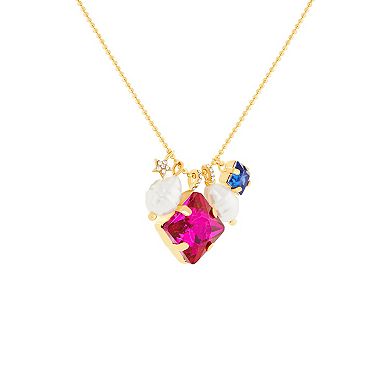 Emberly Simulated Pearl & Multi-Color Glass Pendant Necklace