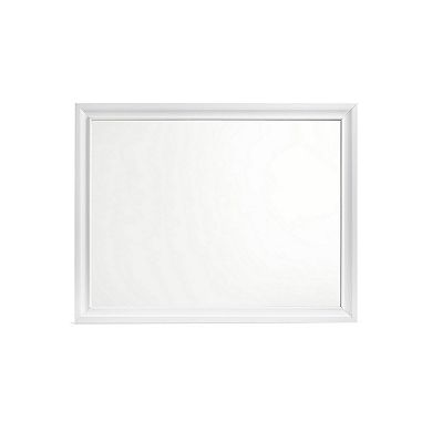 Wall Mirror with Rectangular Molded Wooden Frame, White